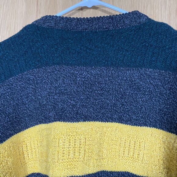 Vtg 90's Gant Merino Wool Sweater Multi-Color Block Knit Crew Neck Men's Sz Lg - Picture 3 of 8